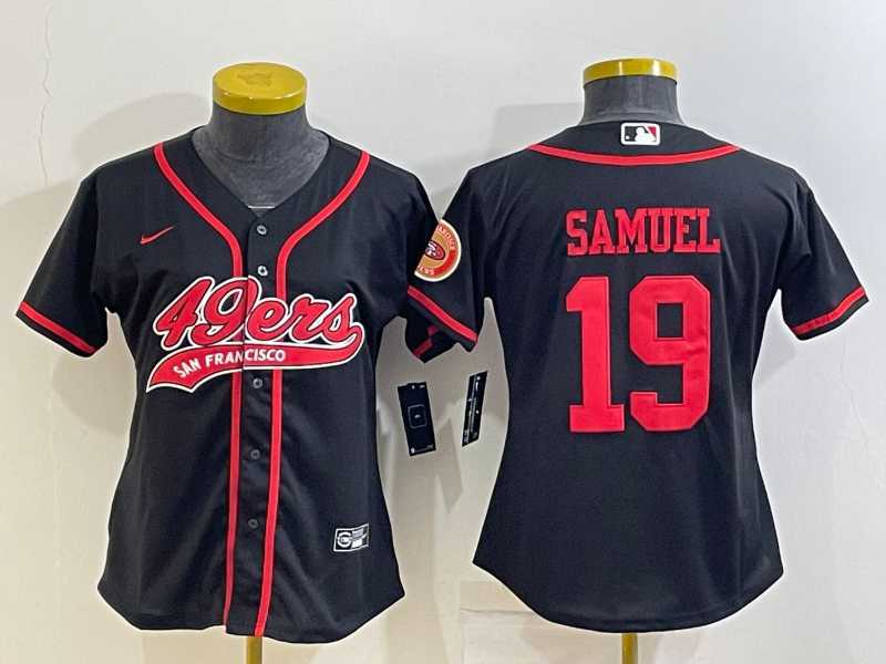 Womens San Francisco 49ers #19 Deebo Samuel Black With Patch Cool Base Stitched Baseball Jerseys